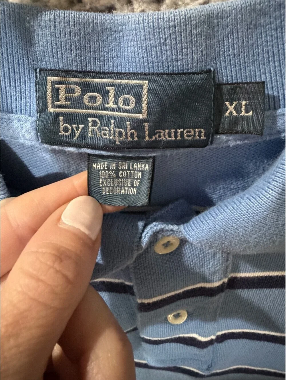 Polo Ralph Lauren Polo Shirt XL Blue Striped Short Sleeve Pony Logo Cotton